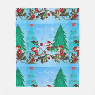 Manta Polar Santa y Elves preparándose