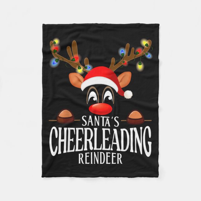 Manta Polar Santa's Cheerleading Reindeer Funny Xmas Matching  (Anverso)