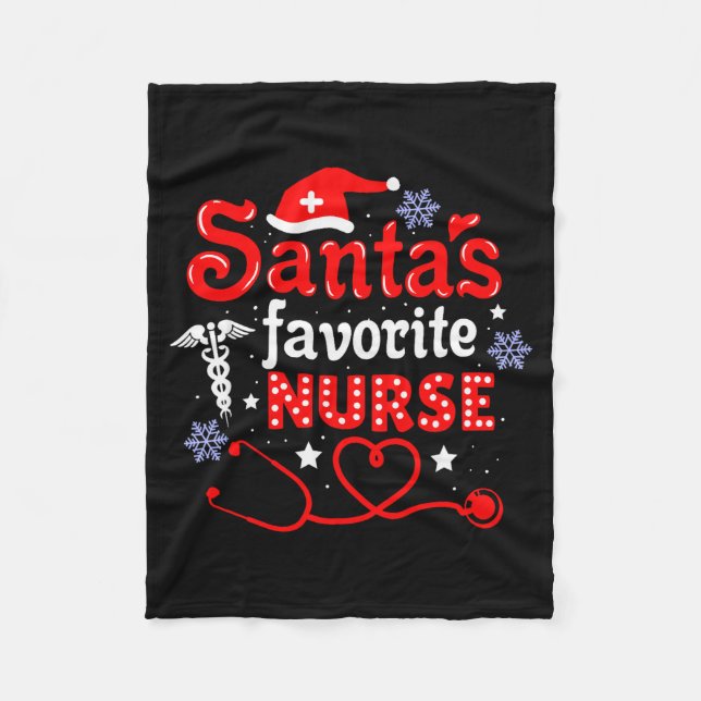 Manta Polar Santa's Favorite Nurse Christmas Short Sleeve  (Anverso)