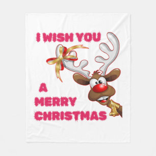 MANTA POLAR SANTA'S REINDEER TE DESEA UNA FELIZ NAVIDAD