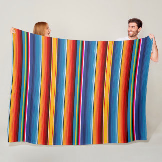 Manta Polar Sarape rojo mexicano de oro azul