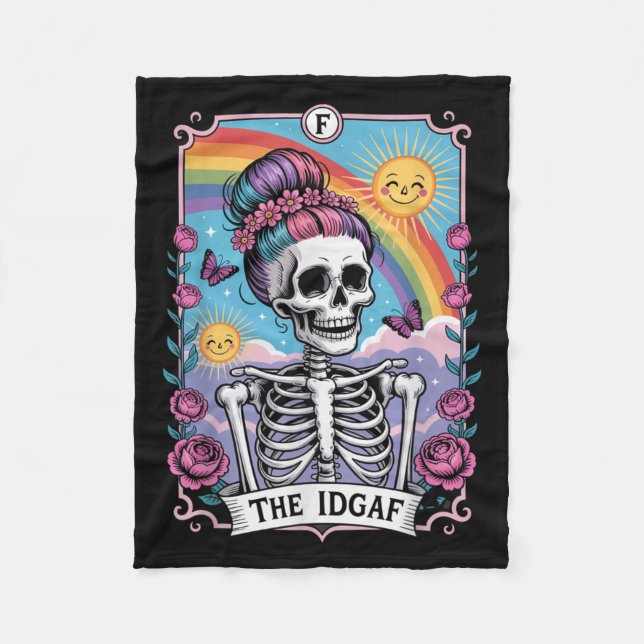Manta Polar Sarcastic Skeleton The Idgaf Funny Tarot Card Goth (Anverso)