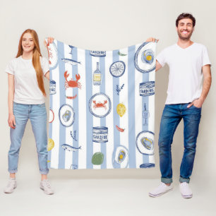 Manta Polar Sardina de marisco mediterráneo patrón de franja a
