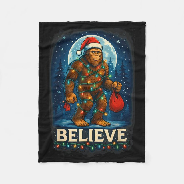 Manta Polar Sasquatch Christmas Lights Holiday Believe  (Anverso)