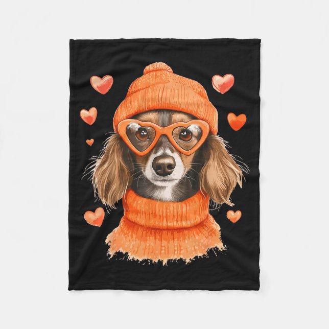 Manta Polar Sausage Dog Heart Doxie Girl Valentine's Day Women (Anverso)