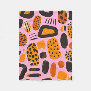 Manta Polar "Savanna Pop: Vibes tribales en Naranja y negro"