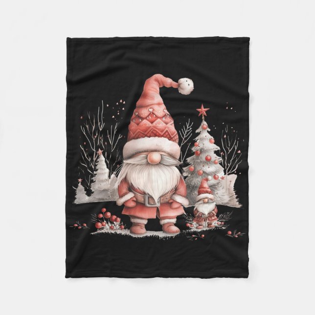 Manta Polar Scandinavian Christmas Gnome Red Berries  (Anverso)