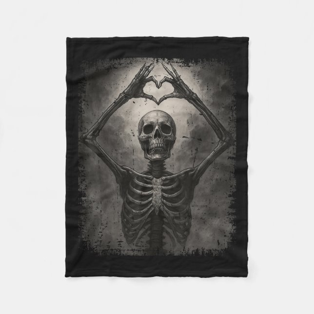 Manta Polar Scary Skeleton Hands Heart Sign Funny Halloween Co (Anverso)