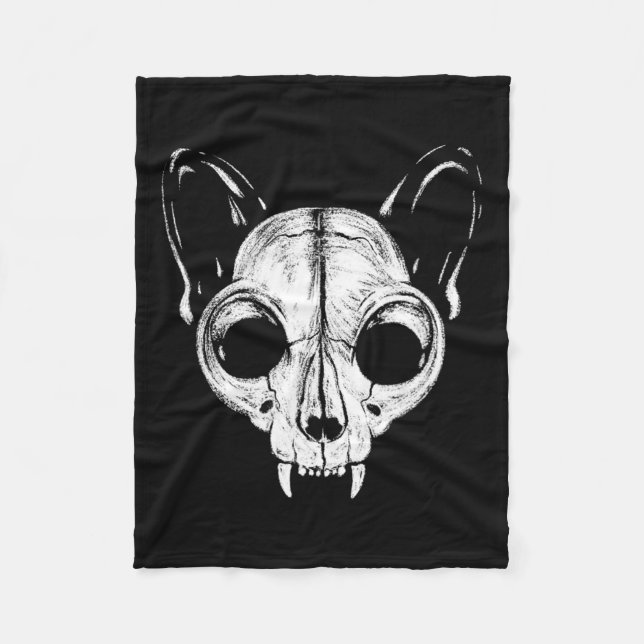 Manta Polar Scary Spooky Cat Feline Skeleton Halloween A (Anverso)