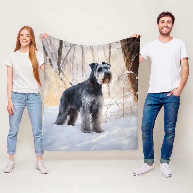 Manta Polar Schnauzer Deja que nieve Navidad (In situ)