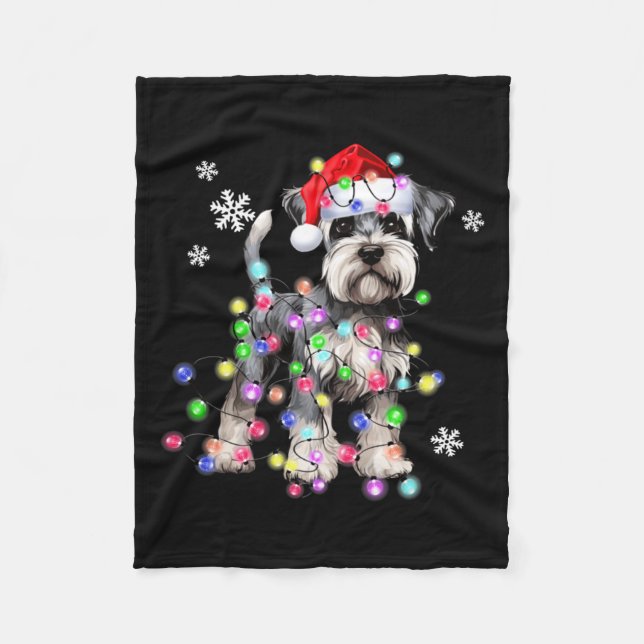 Manta Polar Schnauzer Dog Reindeer Christmas Lights Ugly Xmas  (Anverso)