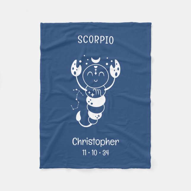 Manta Polar Scorpio Zodiac Star Name Birdate Blue Baby (Anverso)
