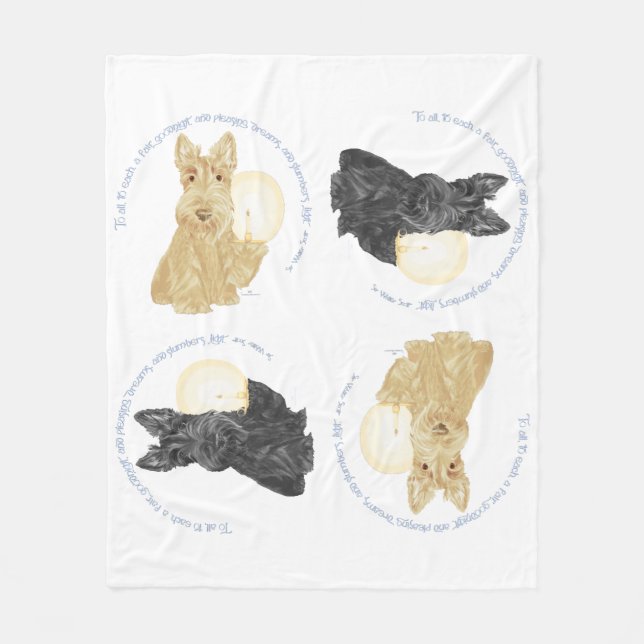 Manta Polar Scotties negros y trigueños (Anverso)