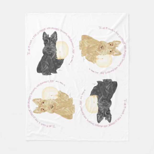 Manta Polar Scotties negros y trigueños (Anverso)