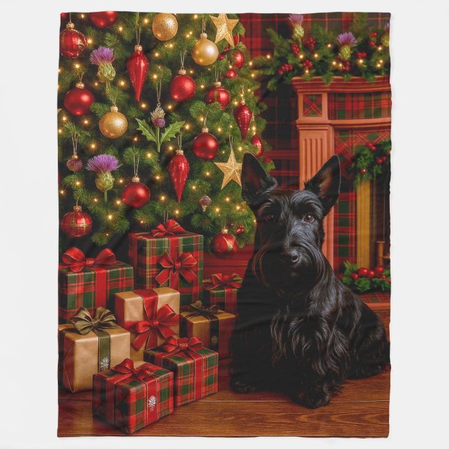 Manta Polar Scottish Terrier Holiday  (Anverso)