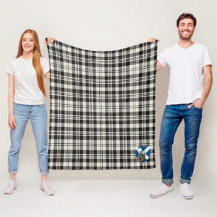 Manta Polar Scotts Scott Negro - Blanco Antiguo Tartán Cuadros