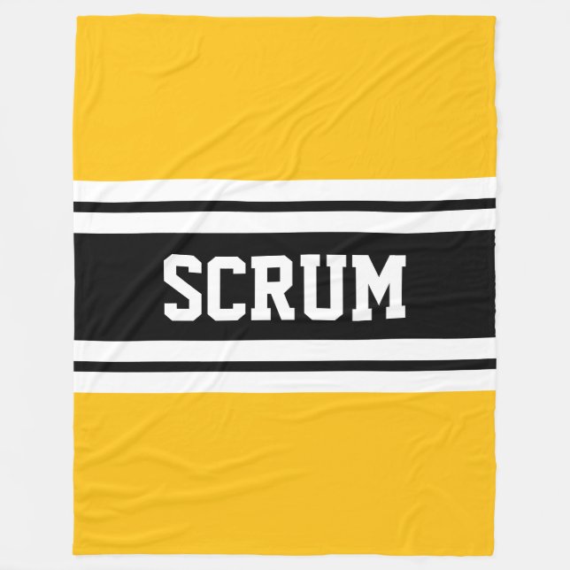 Manta Polar SCRUM Sporty Black White Yellow Rugby Stripes (Anverso)