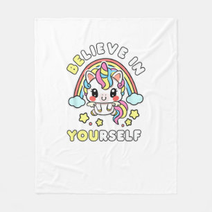 Manta Polar Sé Tú Cree En Ti Mismo Unicornio Mensaje Positivo