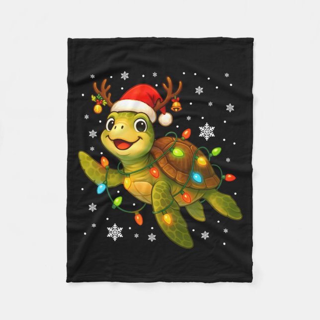 Manta Polar Sea Turtle Christmas Lights Funny Santa Hat Merry  (Anverso)