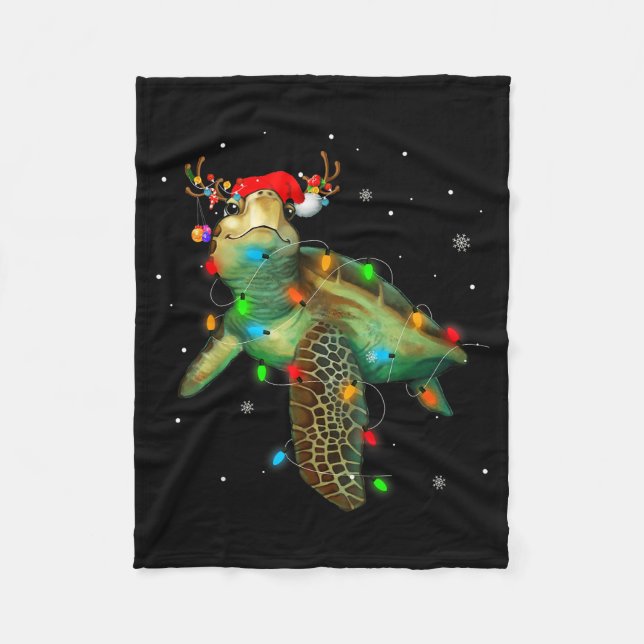 Manta Polar Sea Turtle Christmas Lights Funny Santa Hat Merry  (Anverso)