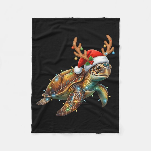 Manta Polar Sea Turtle Christmas Lights Santa Hat Merry Christ (Anverso)