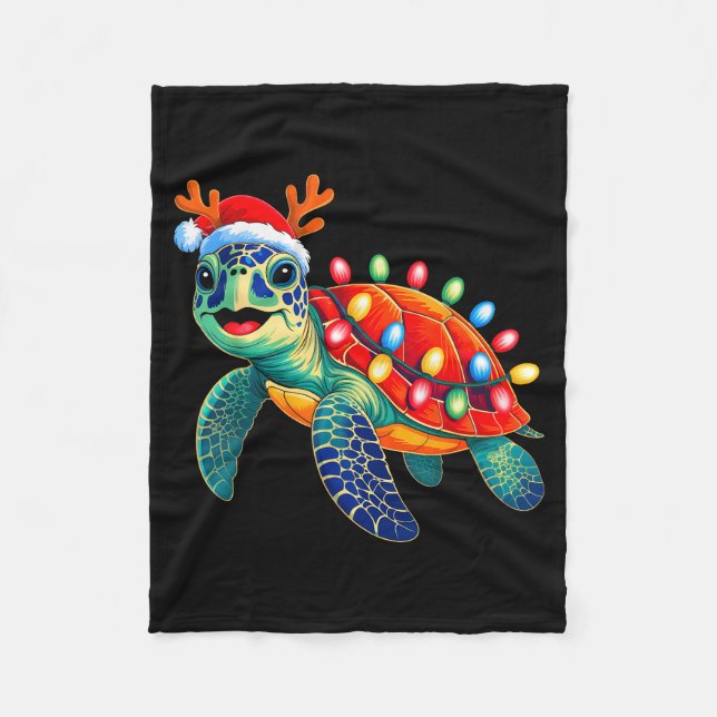 Manta Polar Sea Turtle Christmas Lights Santa Hat Xmas Family  (Anverso)
