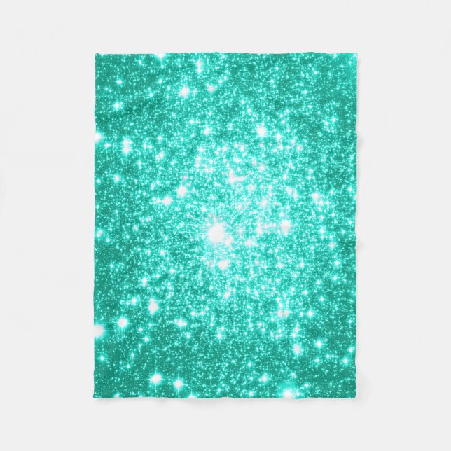 Manta Polar Seafoam Mint Green Stars Fleece Blanket (Anverso)