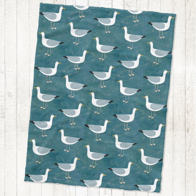 Manta Polar Seagull Nautical (Seagull nautical bird fleece blanket)