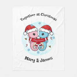 Manta Polar Seahorse Couple Personalized Christmas Blanket