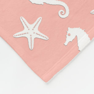 Manta Polar Seahorse y estrellas de mar - rosa coralino ligero