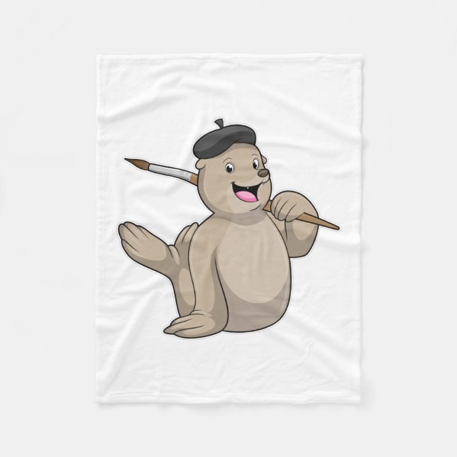 Manta Polar Seal as Painter with Paint brush (Anverso)