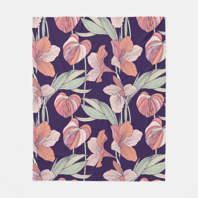 Manta Polar Seamless floral patternpattern,flower,orchid,moder (Anverso)