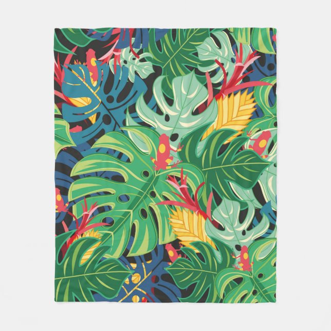 Manta Polar Seamless graphic pattern with leaves monstera and  (Anverso)