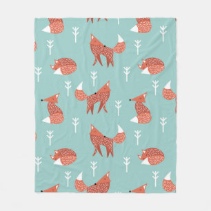 Manta Polar Seamless illustration pattern with cute orange fox