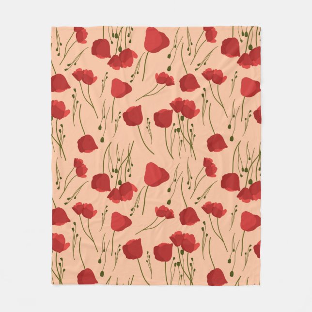 Manta Polar Seamless pattern of poppy on a beige backgroundabs (Anverso)