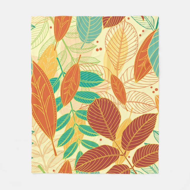 Manta Polar Seamless pattern with autumn leaves  (Anverso)