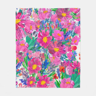 Manta Polar Seamless pattern with Beautiful flowers. Watercolo