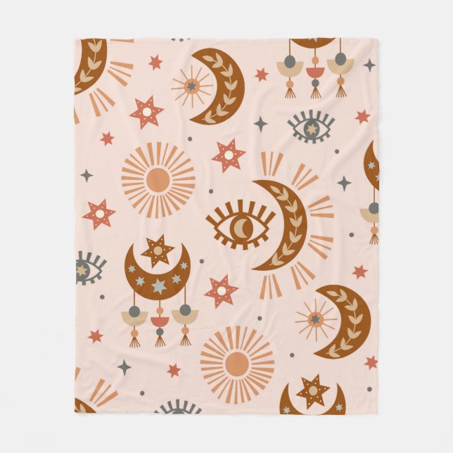 Manta Polar seamless pattern with celestial eye, moon, sun (Anverso)