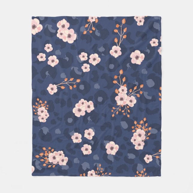 Manta Polar Seamless pattern with leopard skin and pink small  (Anverso)