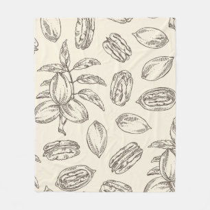 Manta Polar Seamless pattern with pecan: pecan nuts and leaves