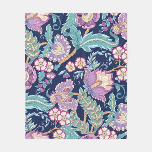 Manta Polar Seamless pattern with stylized ornamental flowers  (Anverso)