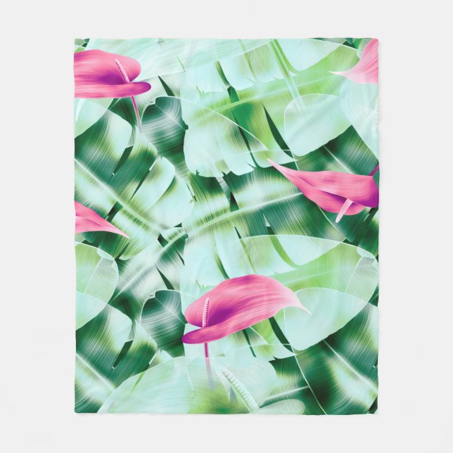 Manta Polar Seamless tropical leaves pattern background, retro (Anverso)