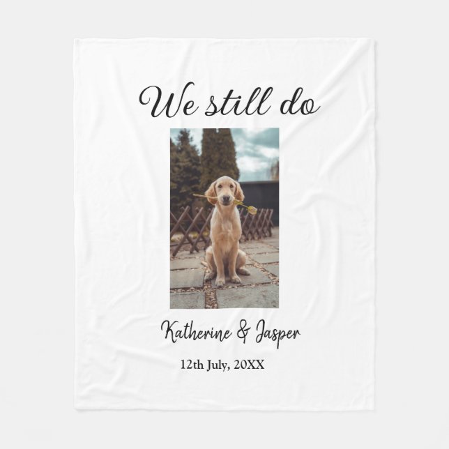 Manta Polar Seguimos haciendo boda pareja mascota foto nombre  (Anverso)