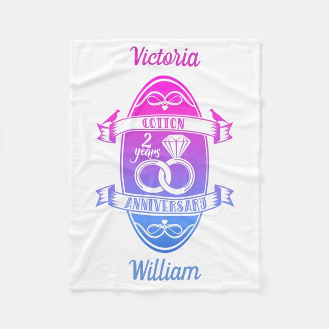 Manta Polar Segundo aniversario boda algodón tradicional (Anverso)