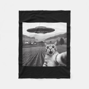Manta Polar Selfie De Gato Con Alien Ufo Graciosos Regalos De
