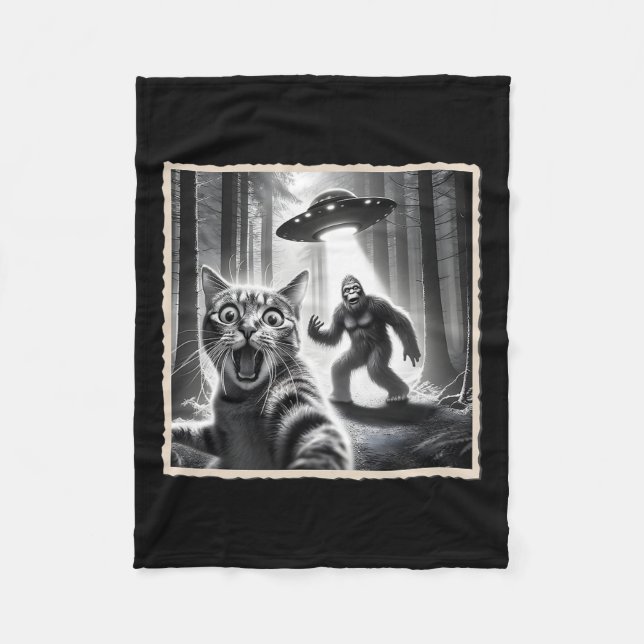 Manta Polar Selfie De Gato Con Pie Grande Y Ca Funny De Sasqua (Anverso)