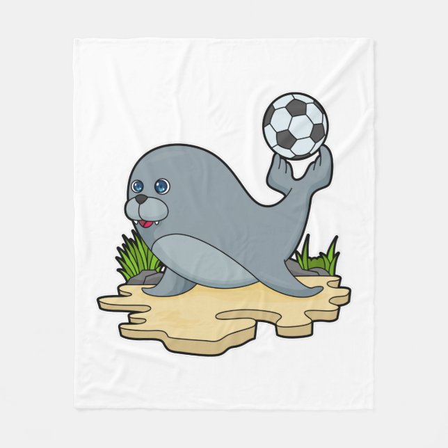 Manta Polar Sellar como jugador de fútbol con fútbol (Anverso)