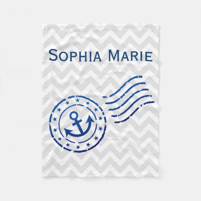 Manta Polar Sello De Anclo Y Cuello De Chevron Náutico (Anverso)