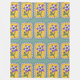 Manta Polar Sellos de flores moradas