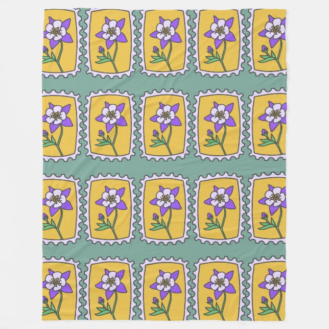 Manta Polar Sellos de flores moradas (Anverso)